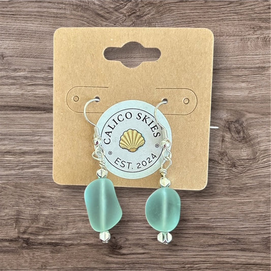 Seafoam Green Sea Glass Earrings