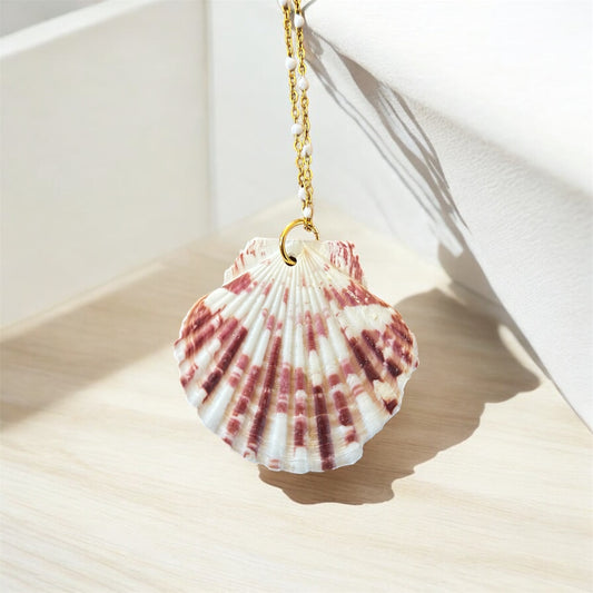 Salty Rose Scallop Necklace