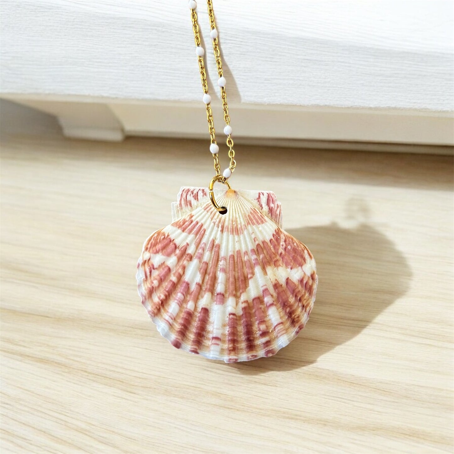 Sandy Blush Scallop Necklace